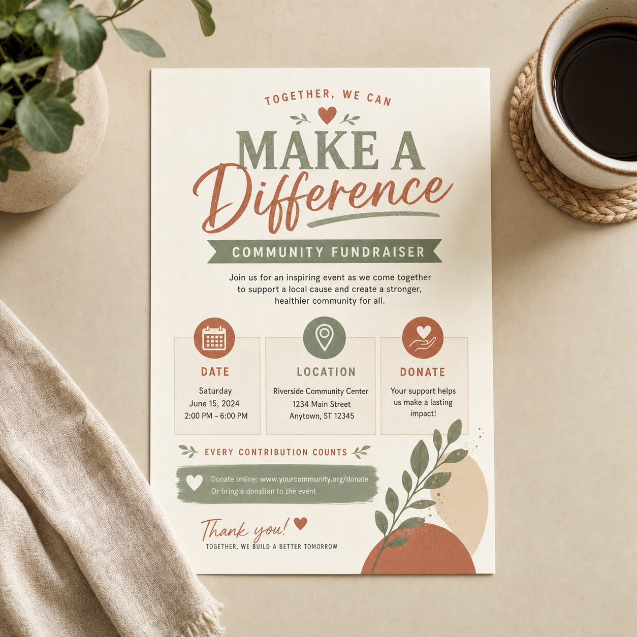 Community fundraiser flyer printable template
